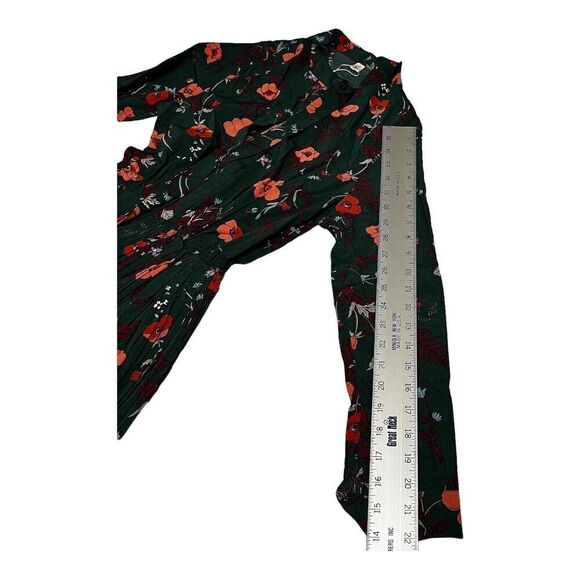 Floral Dress Women’s M Green Modest Long Sleeve Pleated Elastic Waist - Picture 10 of 16